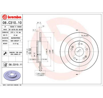 Brzdový kotouč BREMBO 08.C310.11