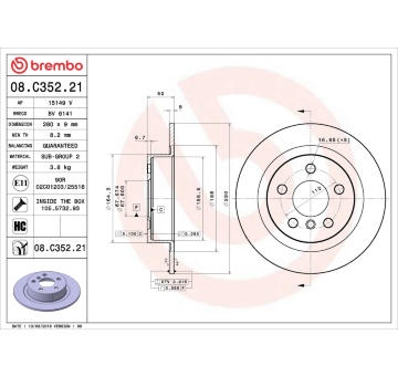 Brzdový kotouč BREMBO 08.C352.21