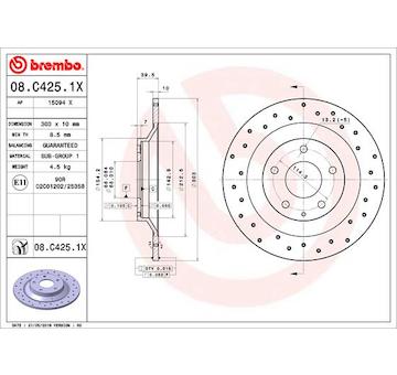 Brzdový kotouč BREMBO 08.C425.1X