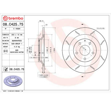 Brzdový kotouč BREMBO 08.C425.75