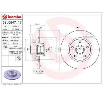 Brzdový kotouč BREMBO 08.C647.17