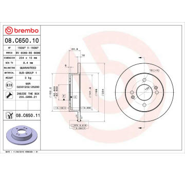 Brzdový kotouč BREMBO 08.C650.11