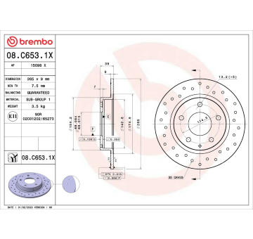 Brzdový kotouč BREMBO 08.C653.1X