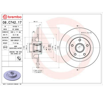 Brzdový kotouč BREMBO 08.C742.17