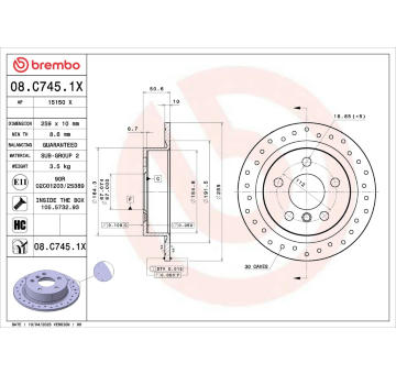 Brzdový kotúč BREMBO 08.C745.1X