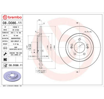 Brzdový kotouč BREMBO 08.D086.11