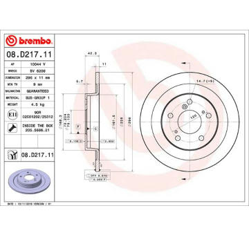 Brzdový kotouč BREMBO 08.D217.11