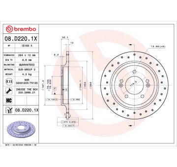Brzdový kotúč BREMBO 08.D220.1X