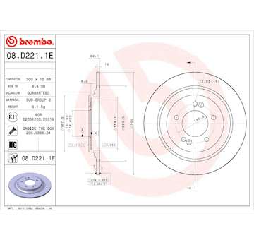 Brzdový kotouč BREMBO 08.D221.1E