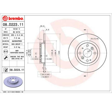 Brzdový kotouč BREMBO 08.D223.11