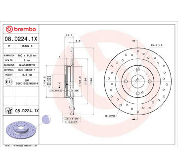 Brzdový kotúč BREMBO 08.D224.1X