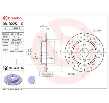 Brzdový kotouč BREMBO 08.D225.1X