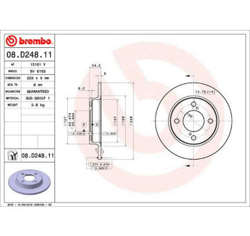 Brzdový kotouč BREMBO 08.D248.11