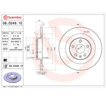 Brzdový kotúč BREMBO 08.D249.1E