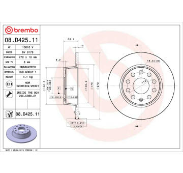 Brzdový kotouč BREMBO 08.D425.11