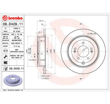 Brzdový kotouč BREMBO 08.D429.11