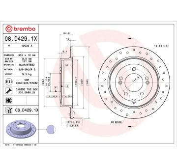 Brzdový kotouč BREMBO 08.D429.1X