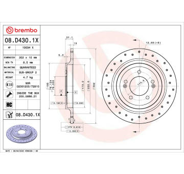 Brzdový kotouč BREMBO 08.D430.1X