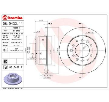 Brzdový kotouč BREMBO 08.D432.11