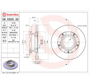 Brzdový kotouč BREMBO 08.D505.20