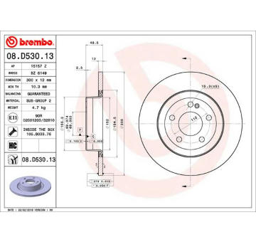 Brzdový kotouč BREMBO 08.D530.13