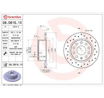 Brzdový kotúč BREMBO 08.D616.1X