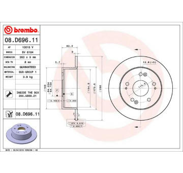 Brzdový kotouč BREMBO 08.D696.11