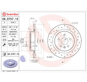 Brzdový kotouč BREMBO 08.D757.1X