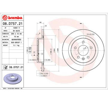 Brzdový kotouč BREMBO 08.D757.21