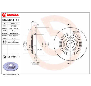 Brzdový kotouč BREMBO 08.D864.11