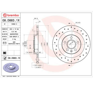 Brzdový kotúč BREMBO 08.D883.1X