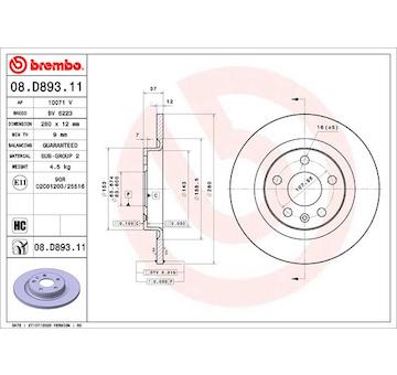 Brzdový kotouč BREMBO 08.D893.11