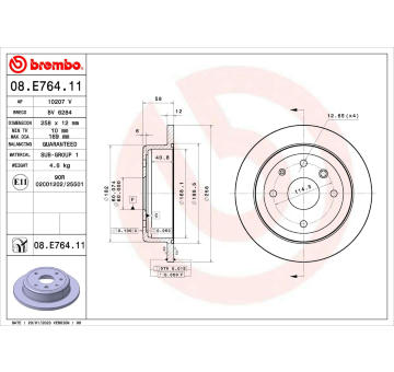 Brzdový kotouč BREMBO 08.E764.11