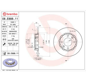 Brzdový kotouč BREMBO 08.E888.11