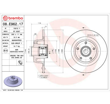 Brzdový kotouč BREMBO 08.E962.17