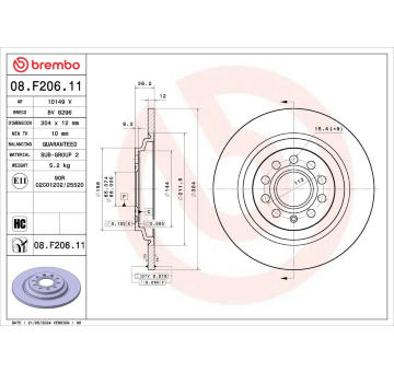 Brzdový kotúč BREMBO 08.F206.11