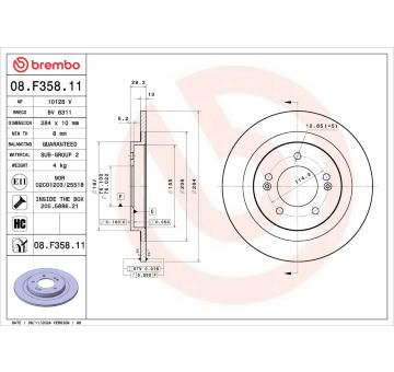 Brzdový kotúč BREMBO 08.F358.11