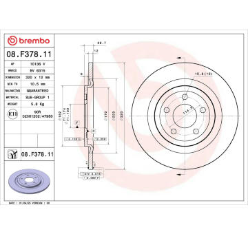 Brzdový kotúč BREMBO 08.F378.11