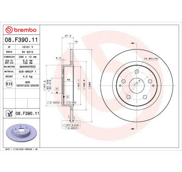 Brzdový kotúč BREMBO 08.F390.11