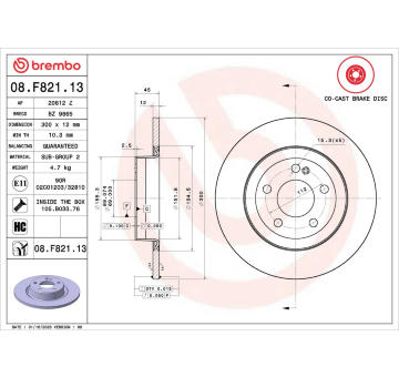 Brzdový kotouč BREMBO 08.F821.13