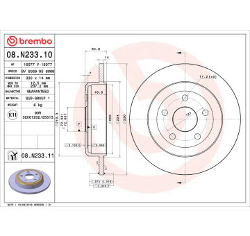 Brzdový kotouč BREMBO 08.N233.11