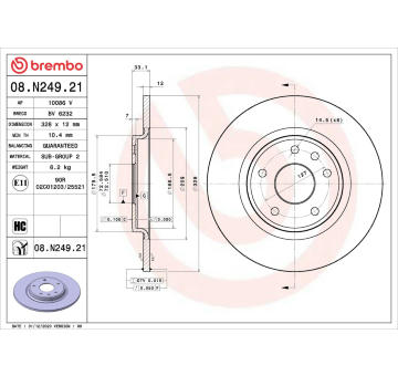 Brzdový kotouč BREMBO 08.N249.21