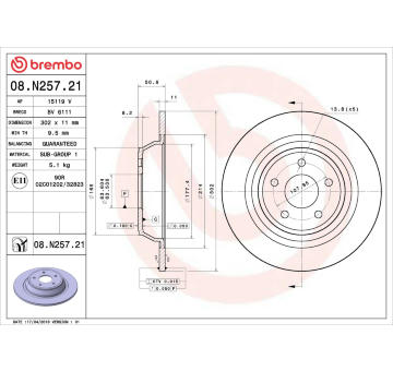 Brzdový kotouč BREMBO 08.N257.21