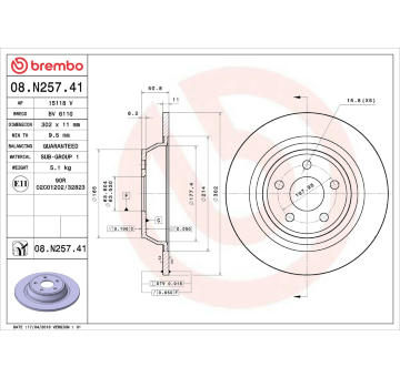 Brzdový kotouč BREMBO 08.N257.41