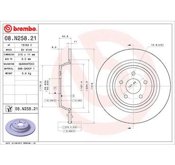 Brzdový kotouč BREMBO 08.N258.21