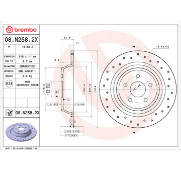 Brzdový kotúč BREMBO 08.N258.2X