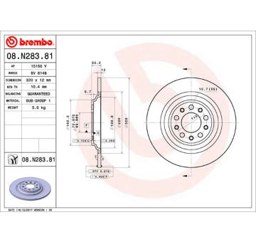 Brzdový kotouč BREMBO 08.N283.81