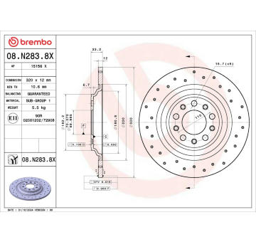 Brzdový kotúč BREMBO 08.N283.8X