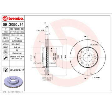 Brzdový kotouč BREMBO 09.3090.14