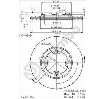 Brzdový kotouč BREMBO 09.3105.10